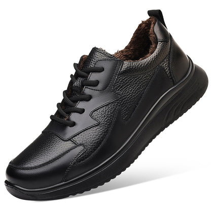 Men'S Fleece Lined Sneakers | Simple Panel Design, Heel Pull Tab, Trendy Casual Shoes for Campus Life and Dating, Low Top, Genuine Faux Leather Upper, Fabric Insole and Inner Material, Solid Color