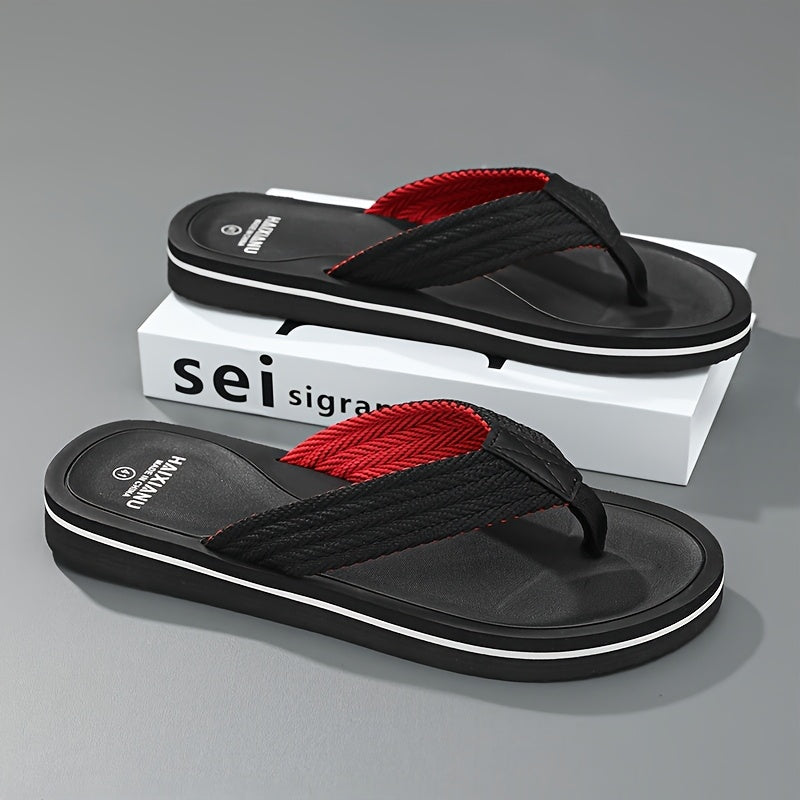 Men's Anti-Slip Flip Flops with Soft Fabric Straps