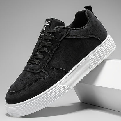 1 Pair MAINALUN Men'S Skateboarding Sneakers - Low-Top Lace-Up Casual Shoes with Thick PVC Sole, Breathable Fabric Lining  Durable Synthetic Upper for Daily Wear, Outdoor, Travel, Parties - Green/Black/Khaki, Skateboarding S