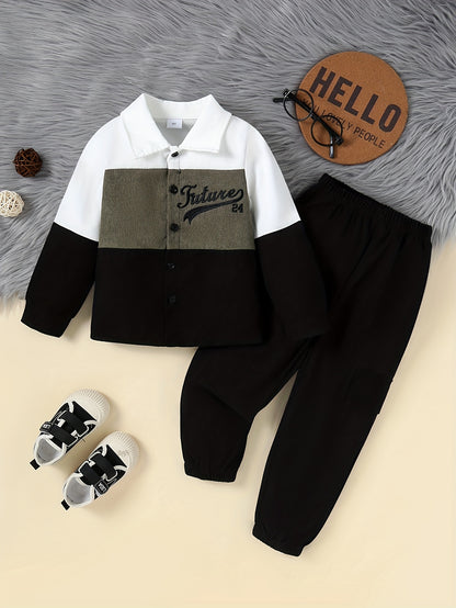 Boys' Fall-Winter Corduroy Bomber Jacket & Pants Set - ayq