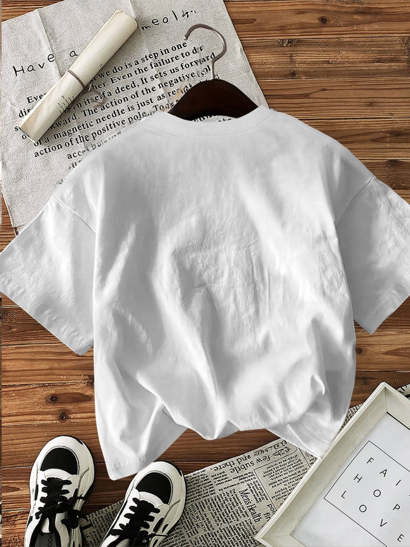 Women's Casual Loose Cotton T-Shirt with Love Lettering Print