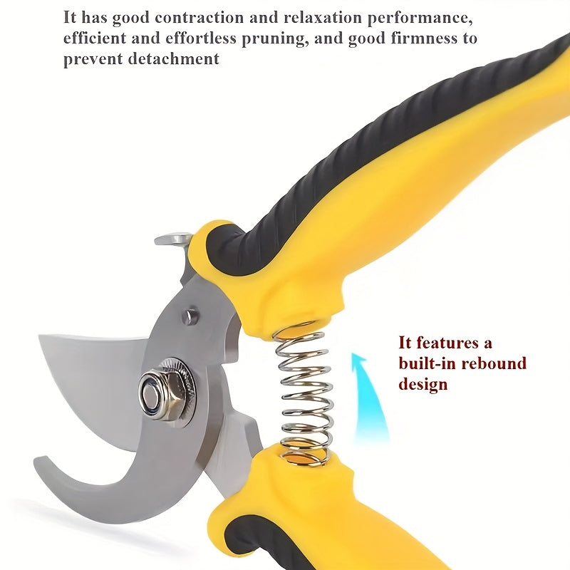 Heavy-Duty Professional Stainless Steel Pruner with Comfort Grip, Multi-Functional Garden Shears and Secateurs - Non-Slip Ergonomic Design for Effortless Spring Assisted Opening & Closing; Sharp Blades Cut Thick Branches With - ayq
