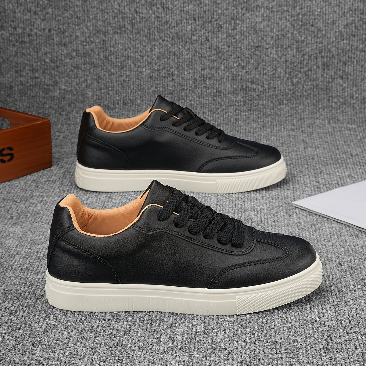 Men's Casual Lace-Up Sneakers in Classic Solid Colors