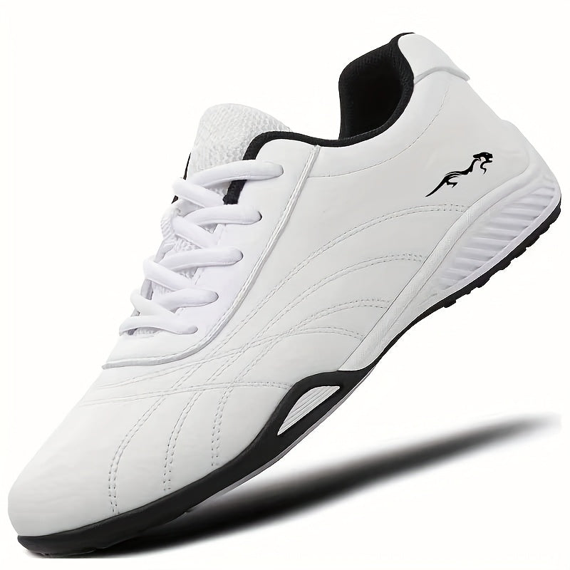 Men's Casual Lace-Up Sneakers with Microfiber Leather Upper