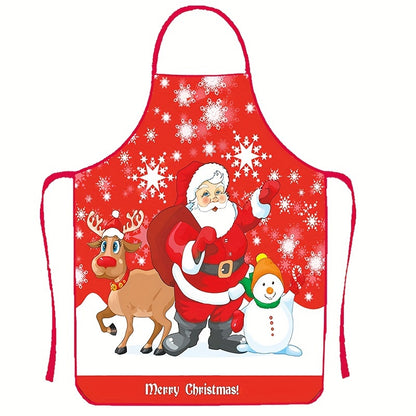 1pc, Christmas Apron Set, Polyester Fabric Printed Xmas Kitchen Aprons With Festive Designs, Holiday Cooking & Baking Accessories