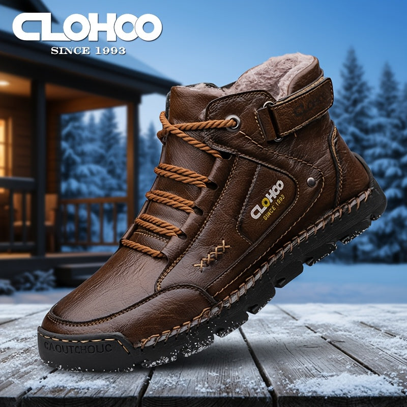 Men's Warm Lined Chukka Boots Lace-Up Rubber Sole Winter Shoes