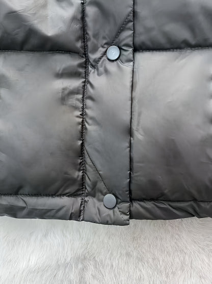 Women'S Stylish Winter Zip-Up Hooded Jacket - Casual Thickened Outerwear with Pockets, Long Sleeve, Non-Stretch Fabric, Solid Color, 100g/m², Perfect for Cold Weather, Winter Clothes