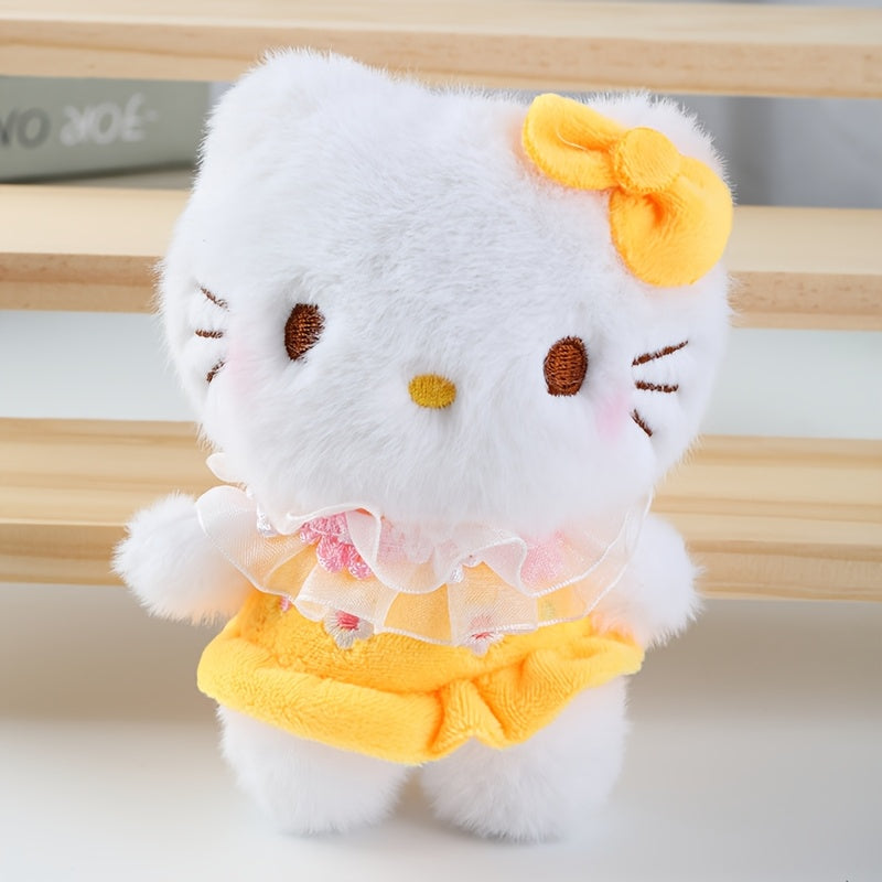 Sanrio Hello Kitty Children's Plush Toy Pendant with Floral Dress, Doll Plush Toy Keychain Backpack Charm, Doll Girl Holiday Birthday Gift