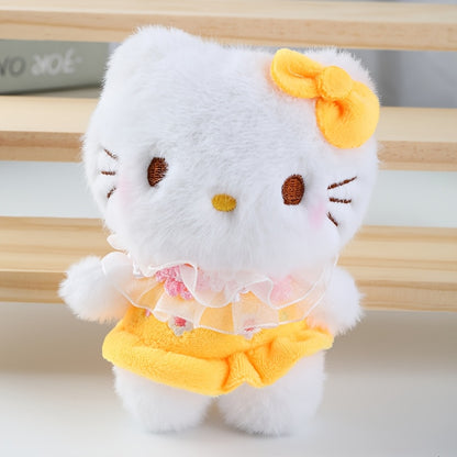 Sanrio Hello Kitty Children's Plush Toy Pendant with Floral Dress, Doll Plush Toy Keychain Backpack Charm, Doll Girl Holiday Birthday Gift