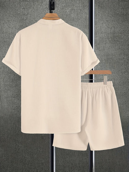 Men's Casual Short Sleeve Shirt & Drawstring Shorts Set