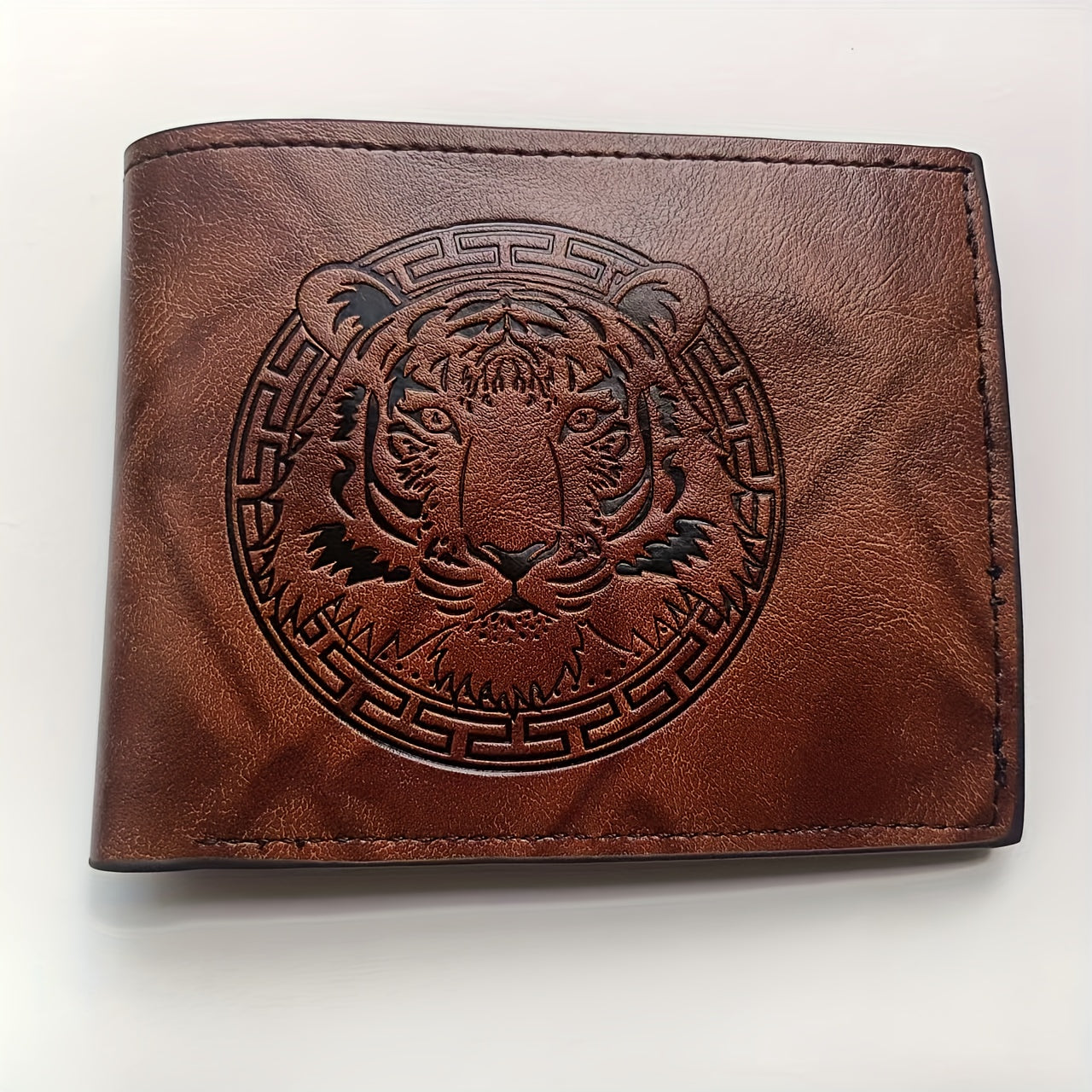 1pc of PU Leather 2-fold Wallet, Men's Money Clip with Animal Pattern Embossing, Suitable for Storing IDs, Credit Cards, and Coins, an Ideal Gift, Slim and Lightweight Coin Purse, Available in Black, Brown, and Coffee Colors