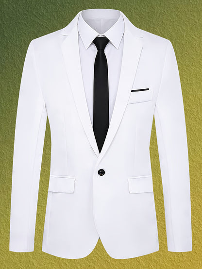 Men's Casual Slim Fit Solid Color Suit Jacket - Lightweight
