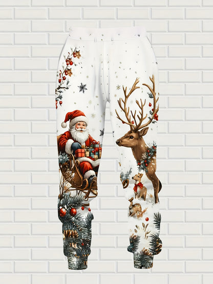 Christmas Theme Sweatshirt Set, Hooded Long-Sleeve and Pants Casual Outfit - Perfect for Holidays & Family Gatherings