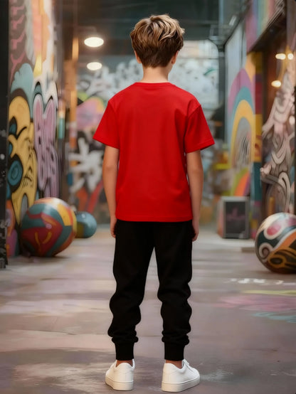 Boys' Casual Short Sleeve & Pants Set with Geometric Pattern