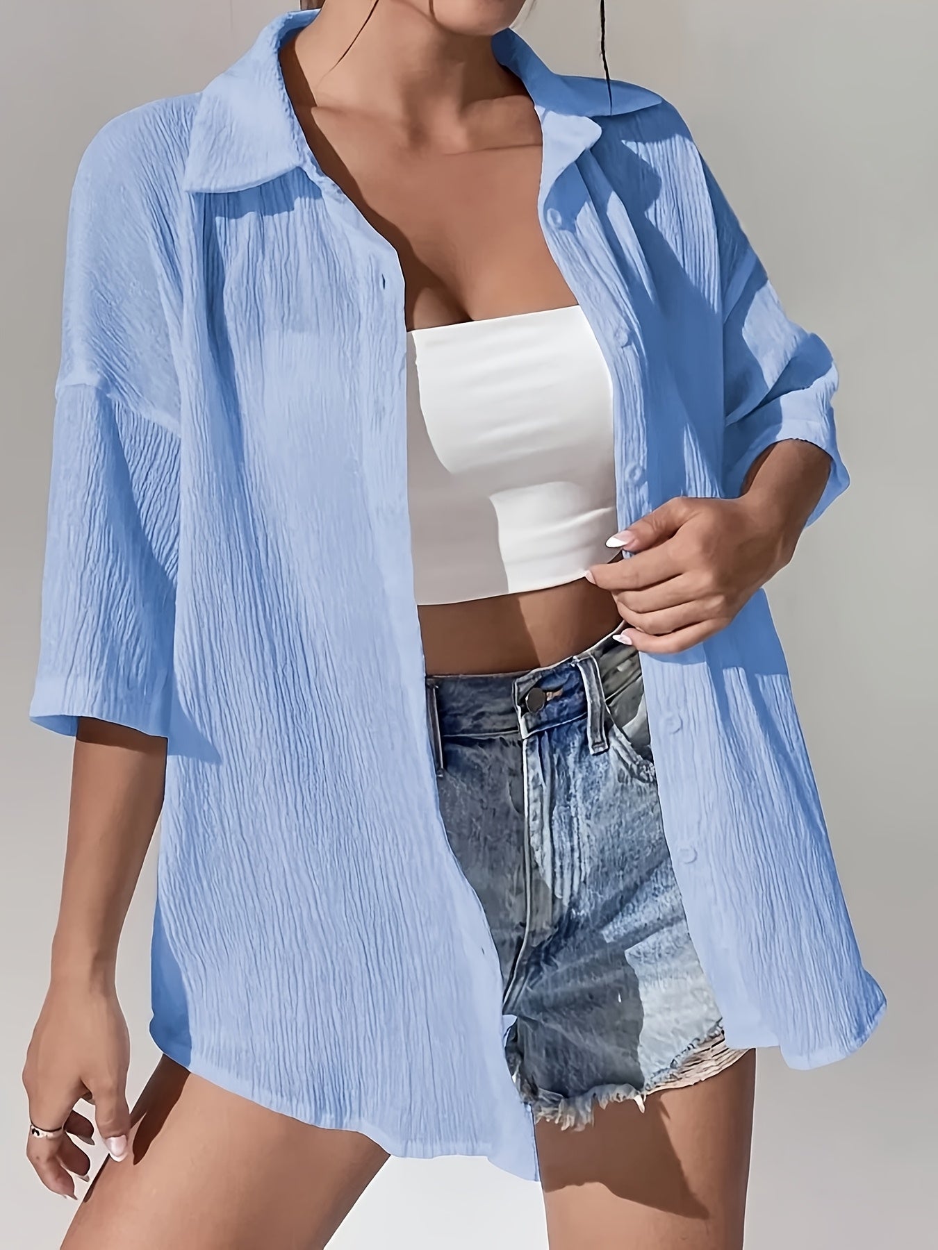 Women's Casual Solid Color Short Sleeve Polo Shirt for Summer