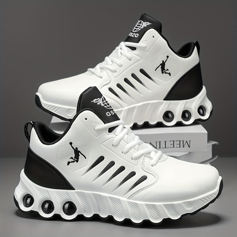 Men's All-Season Basketball Sneakers with Non-Slip Rubber Sole & All-Terrain Grip - Low-Top Lace-Up Shoes for Court, Casual Wear - Durable Synthetic & Cushioned (Year-Round) - ayq