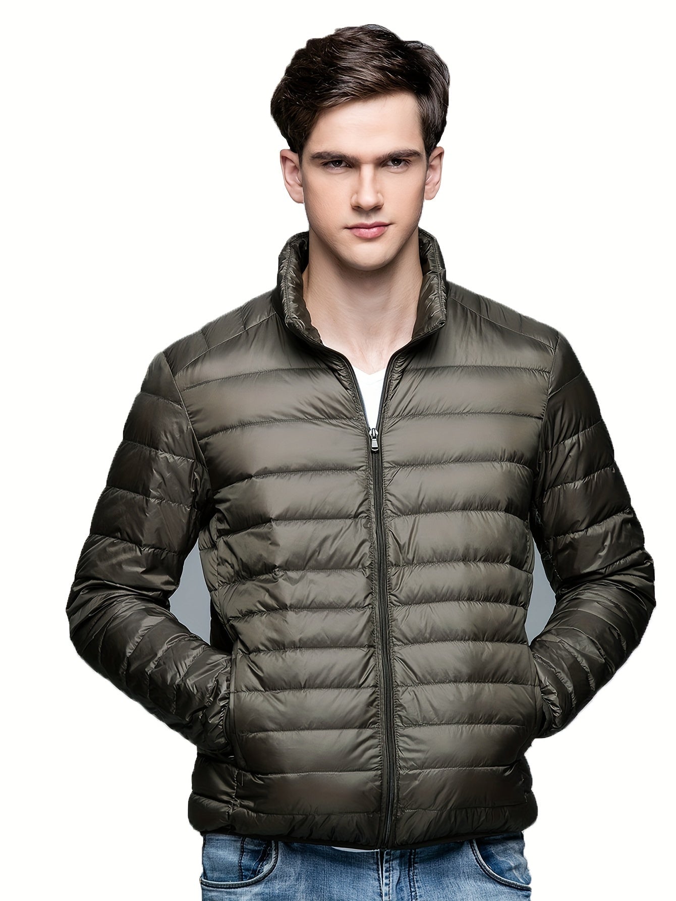 Spring, Autumn, And Winter Styles with a Stand Collar And Zipper Closure, Versatile Casual Lightweight Jacket for Men