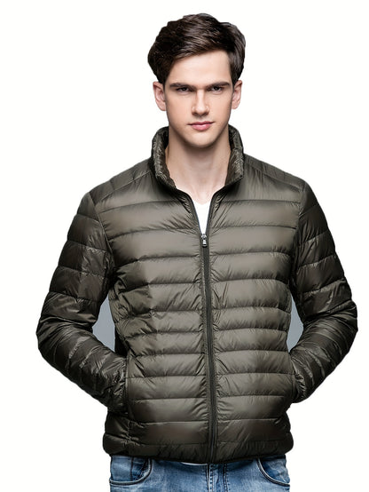 Spring, Autumn, And Winter Styles with a Stand Collar And Zipper Closure, Versatile Casual Lightweight Jacket for Men
