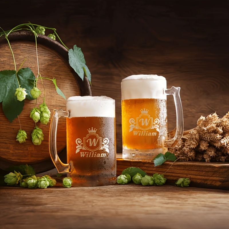 Personalized Large Glass Beer Mug - Custom Engraved Gift