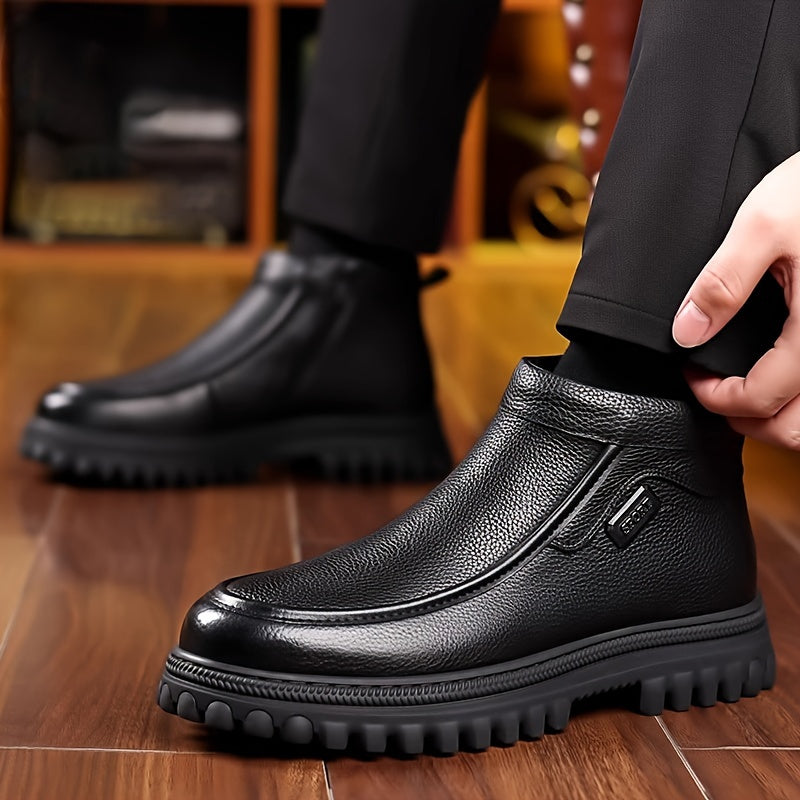 Men's Winter Snow Boots, Ankle High with Plush Lining for Warmth, Comfortable Slip-On Design, Durable PU Upper & PVC Sole, Ideal for Outdoor Activities & Casual Wear