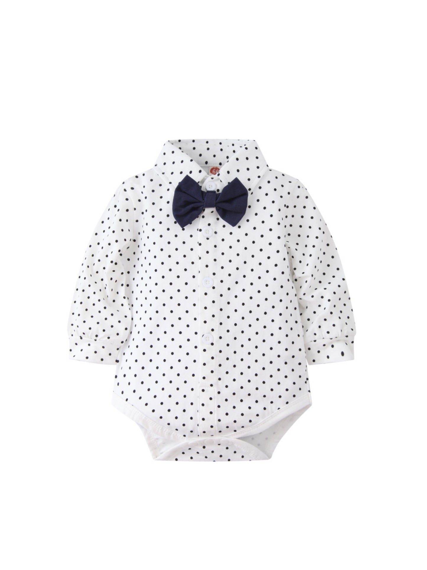 Boys' Cotton Tuxedo Bodysuit Set with Polka Dot Vest for Spring/Fall