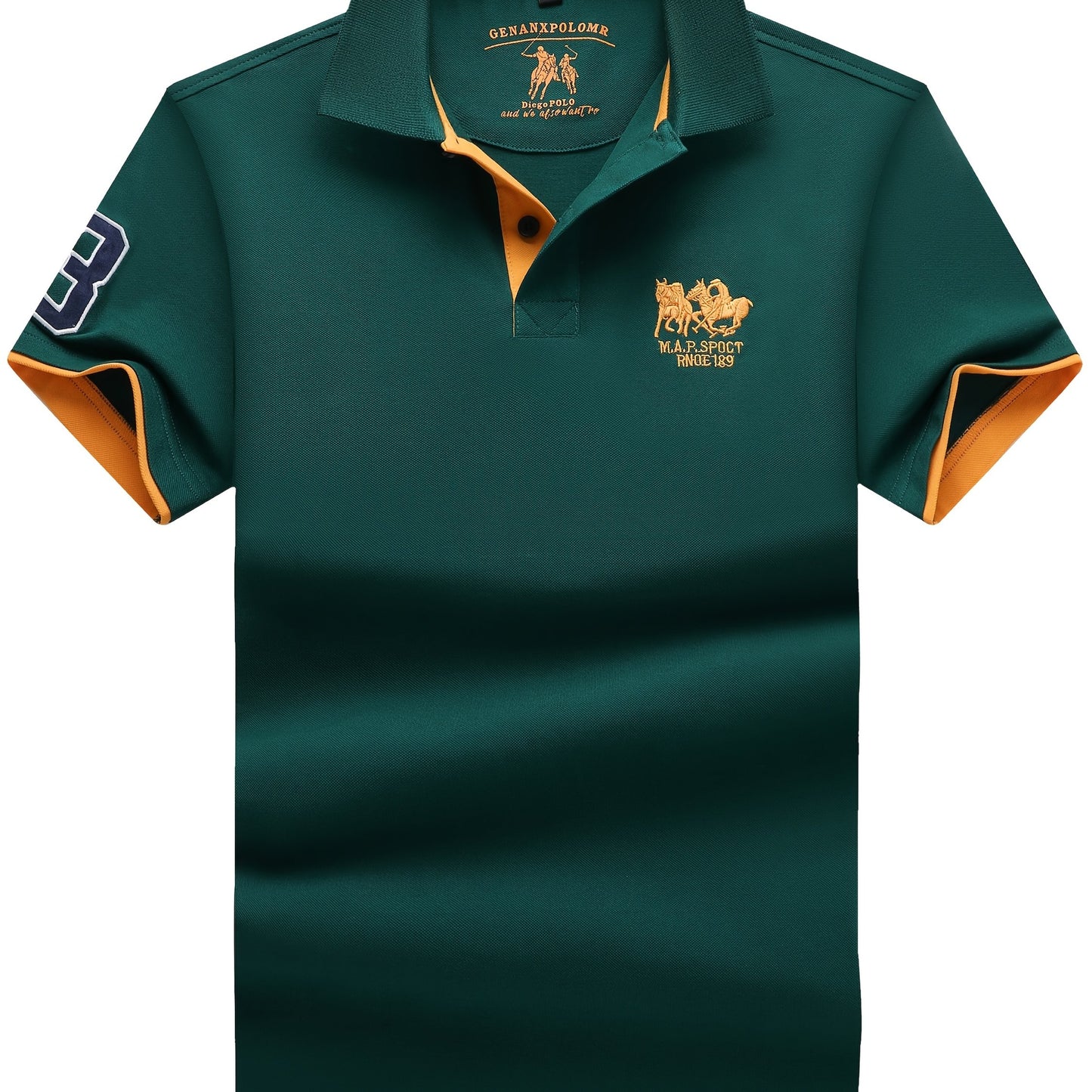 Men'S Short-Sleeve Polo Shirt with 95% And Embroidered Design - ayq