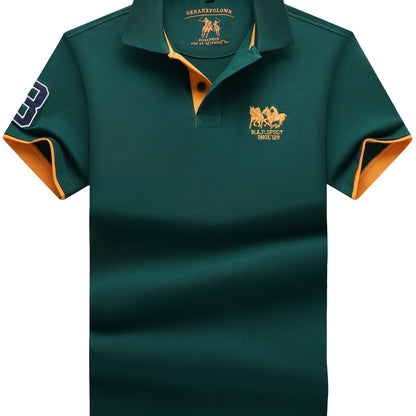 Men'S Short-Sleeve Polo Shirt with 95% And Embroidered Design - ayq