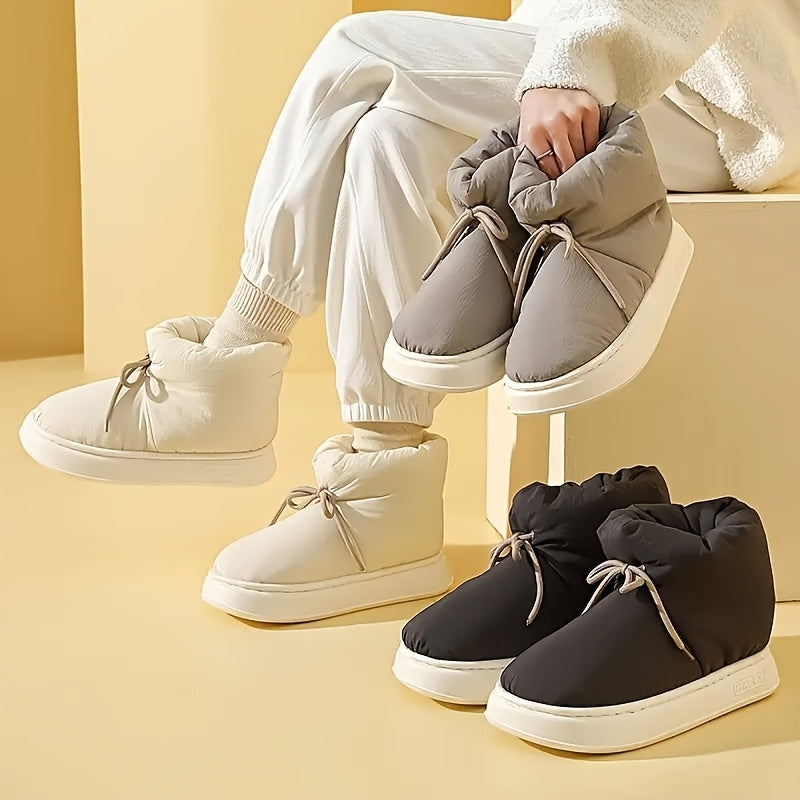 Men'S & Women'S Slip-On Snow Boots - Winter Warmth with Plush Lining, Soft Fabric Upper & Cushioned EVA Sole, Round Toe Short Ankle Boots for Indoor/Outdoor Use, Unisex Casual Footwear in Black/Gray/Navy Blue - All-Season Com