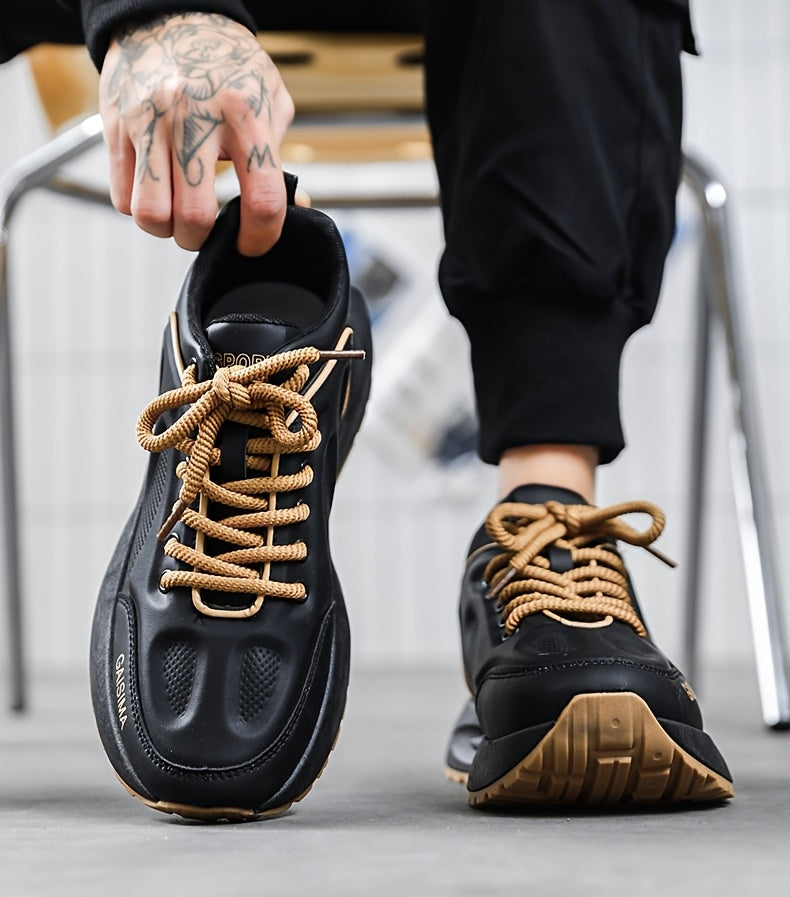Men's Breathable Casual Sneakers - Trendy Dad Shoes with Thick Sole, Lace-Up, Mid-Top Design for Running  Fashion