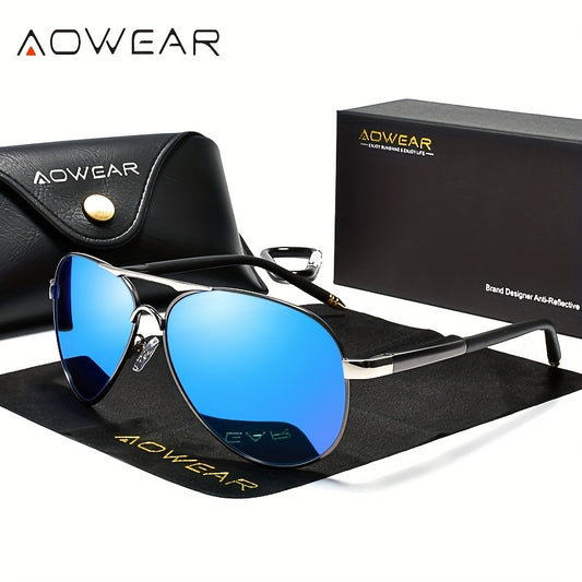 Men's Polarized UV400 Pilot Sunglasses with Mirror Lens