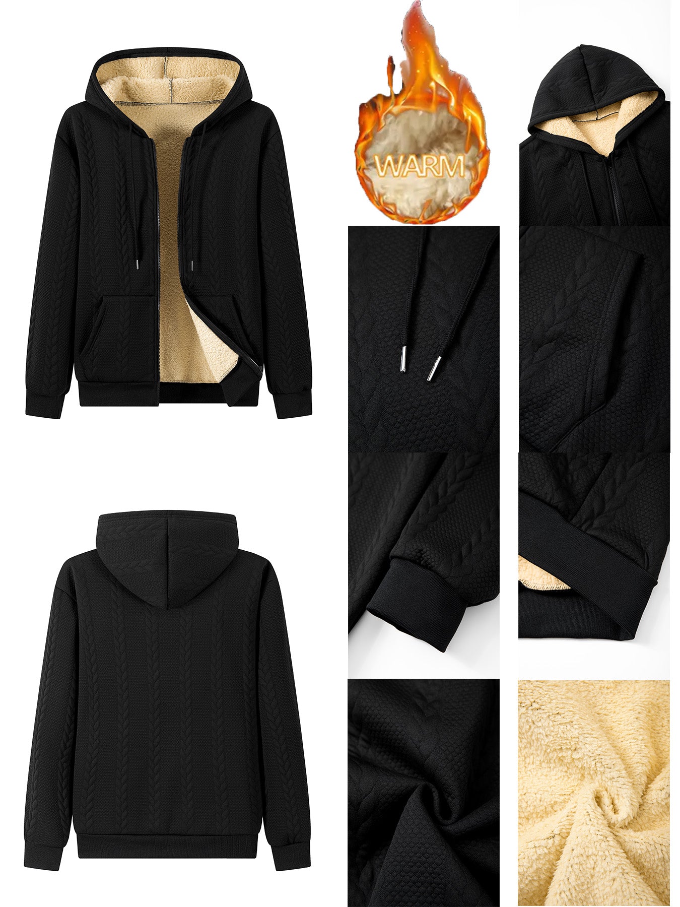 Men's Winter Fashion Two-Piece Set: Jacquard Hooded Cardigan with Lining & Long Pants – Ideal for Autumn and Winter, Winter Clothes For Men