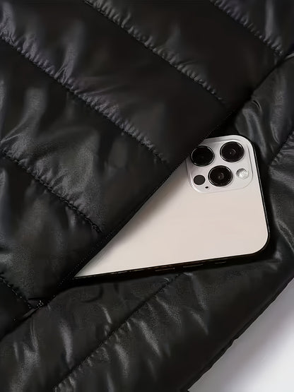 New Men'S Hooded Jacket, Thick And Warm Outerwear, Suitable for Outdoor Sports, Climbing, And Casual Wear in Winter. Features a Ribbed Design, Full Zipper Closure, And a Easy Yet Stylish Look