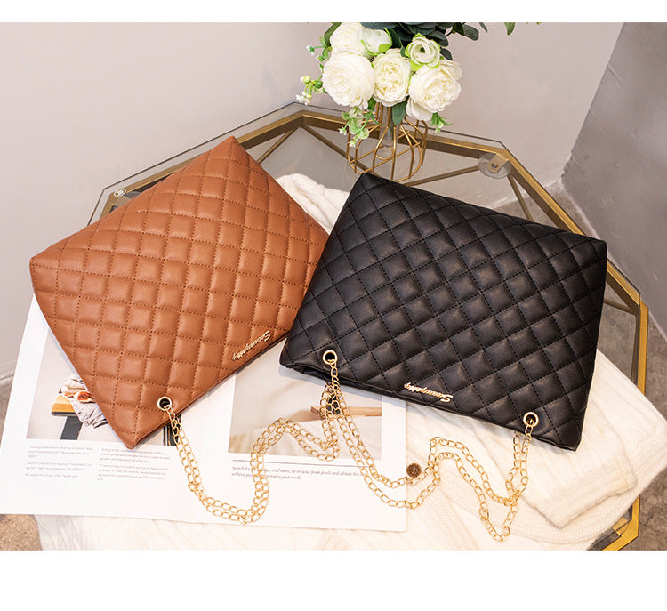 1pc Women's Large Capacity Bucket Bag - Chunky Chain Strap Shoulder Bag with Buckle Closure, Armpit/ Grid (Choose), Casual to Dressy Tote Suitable for Women