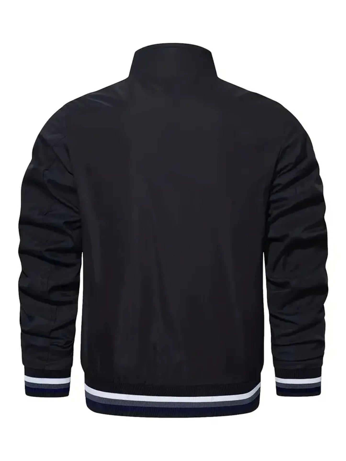 Men's Vintage-Inspired Hip Hop Baseball Jacket - Casual Sports Outerwear with Stand Collar, Zip-Up, Polyester - Perfect for Fall/Winter