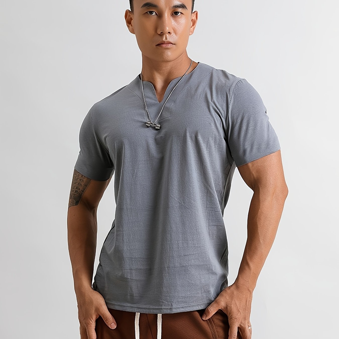 Men's Quick-Dry Gym T-Shirt - Muscle Crew Neck Workout Shirt, Stretch Athletic Tee for Weightlifting, Running, Training - Non-See-Through Muscle Builder Top (Hand Wash/Dry Clean) - Ideal for Gym  Casual Outfits, Gym Shirt, A