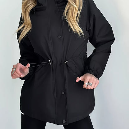 Autumn and Winter Women's Fashion Solid Color Windbreaker Jacket