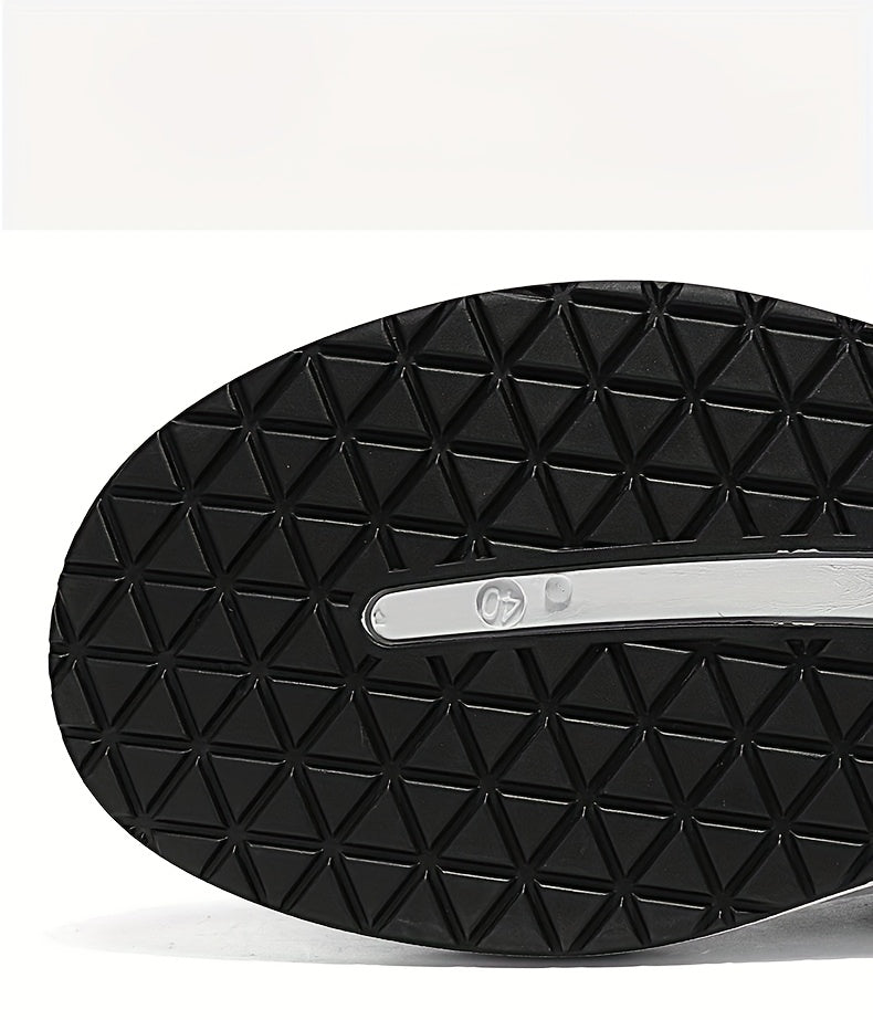 Men's Breathable Casual Sneakers - 2025 Spring New Design, Low-Top Elastic Lace-Up, Grey  White PU Upper with Cushioned EVA Insole  Durable PVC Sole for All-Season Outdoor Running, Gym, Daily Wear, Gym Shoes, Sleek Sporty D