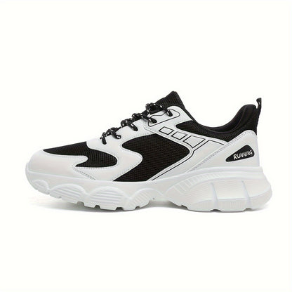 Men's Fashionable Black and White Sneakers - Retro Sports Shoes, Comfortable Outdoor Footwear
