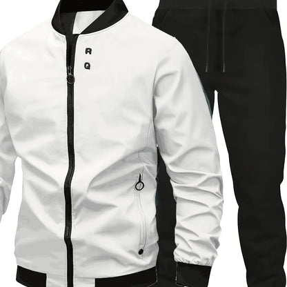 Star Blossom Men's Casual Sports Baseball Suit Pants Two-piece Set with Jacket and Trousers
