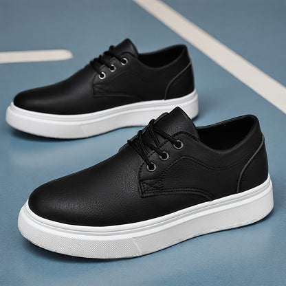 Plus-Size Men's Low-Top Skate Sneakers, Casual PU Shoes
