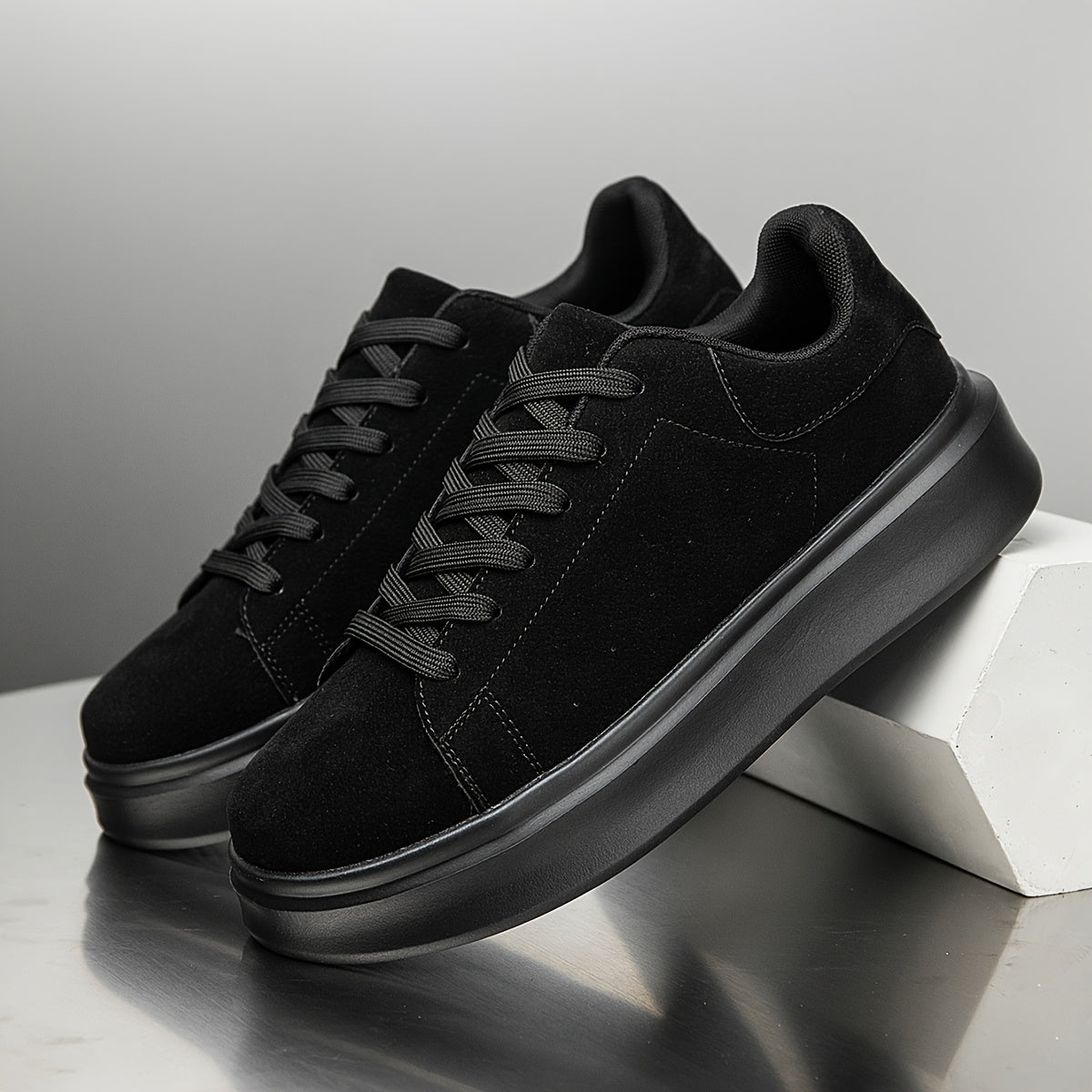Men's Shoes, Unisex, Plus Size, Discounted Footwear, Versatile Black Skate Shoes, Fiber Fabric, Lightweight Casual Sneakers, Suitable for Outdoor Daily Commuting Activities - ayq