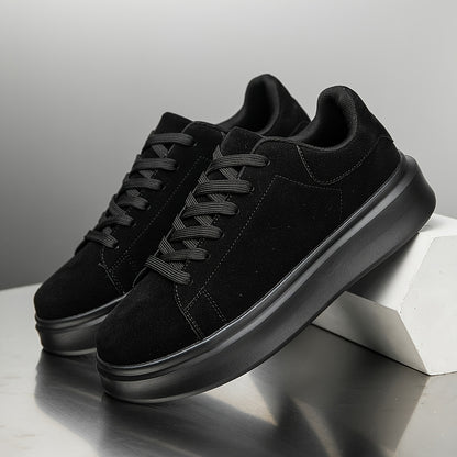 Men's Shoes, Unisex, Plus Size, Discounted Footwear, Versatile Black Skate Shoes, Fiber Fabric, Lightweight Casual Sneakers, Suitable for Outdoor Daily Commuting Activities - ayq
