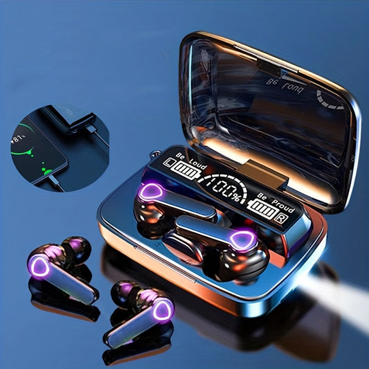 TWS wireless earbuds, 5.0 gaming headset with microphone, stereo headset, headset with display, most comfortable in-ear, high sound quality, high color value sports headphones, long battery life