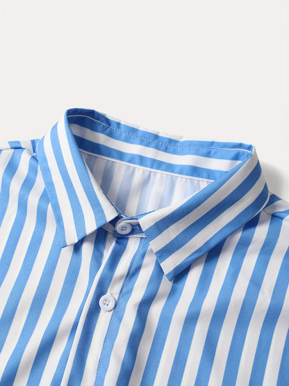 Men's Summer Printed Button-Up Shirt & Shorts Set