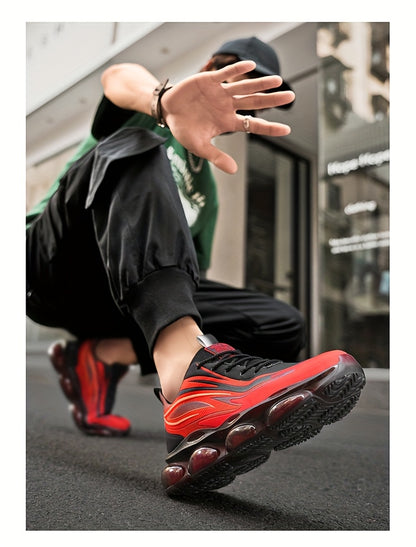 A Pair of Men'S Lightweight Outdoor Walking Shoes, Versatile Sneakers Suitable for Travel And Hiking, Offered in Black, Red, And Light Blue - ayq