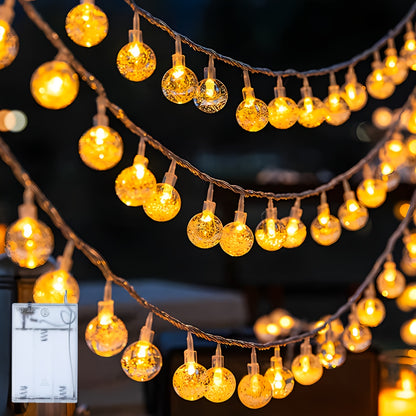 1pc, Crystal Ball Bubble Ball String Lights, 40/20/10LED, Spherical Fairy String Lights, Battery Powered, Suitable for Home, Wall Decoration, Bedroom, Party, Festival, Wedding, Autumn Decoration, Wall Decoration, Halloween, T