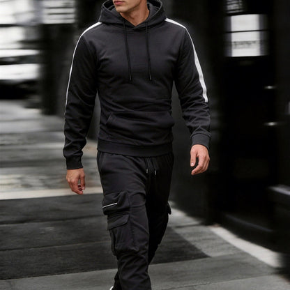 Men'S Casual Sports Two-Piece Set with Multiple Pockets, Featuring a Hooded Design, Suitable for Fashion, Running, And Hiking