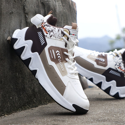 Men's High-Top Basketball Sneakers, Preppy Street Style, Solid Color with Cartoon  Stripes, All-Season Lace-Up Sports Shoes, Faux Upper, Fabric Inner, Rubber Sole, for Running, Hiking  Casual Wear, Outdoor Activities Shoes