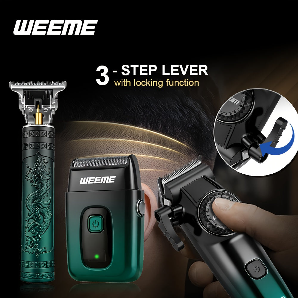 WEEME 3pcs professional Men's hair clipper set, easy to operate, comes with an electric razor, multi-functional hair trimmer for trimming hair and beard, suitable for both home use and barber shops, an excellent gift for frie