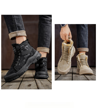 Men'S Winter Snow Boots - Thick Insulated Ankle Boots with Lace-Up Closure, Non-Slip PVC Sole - / - Cold Weather Shoes for Hiking, Outdoor